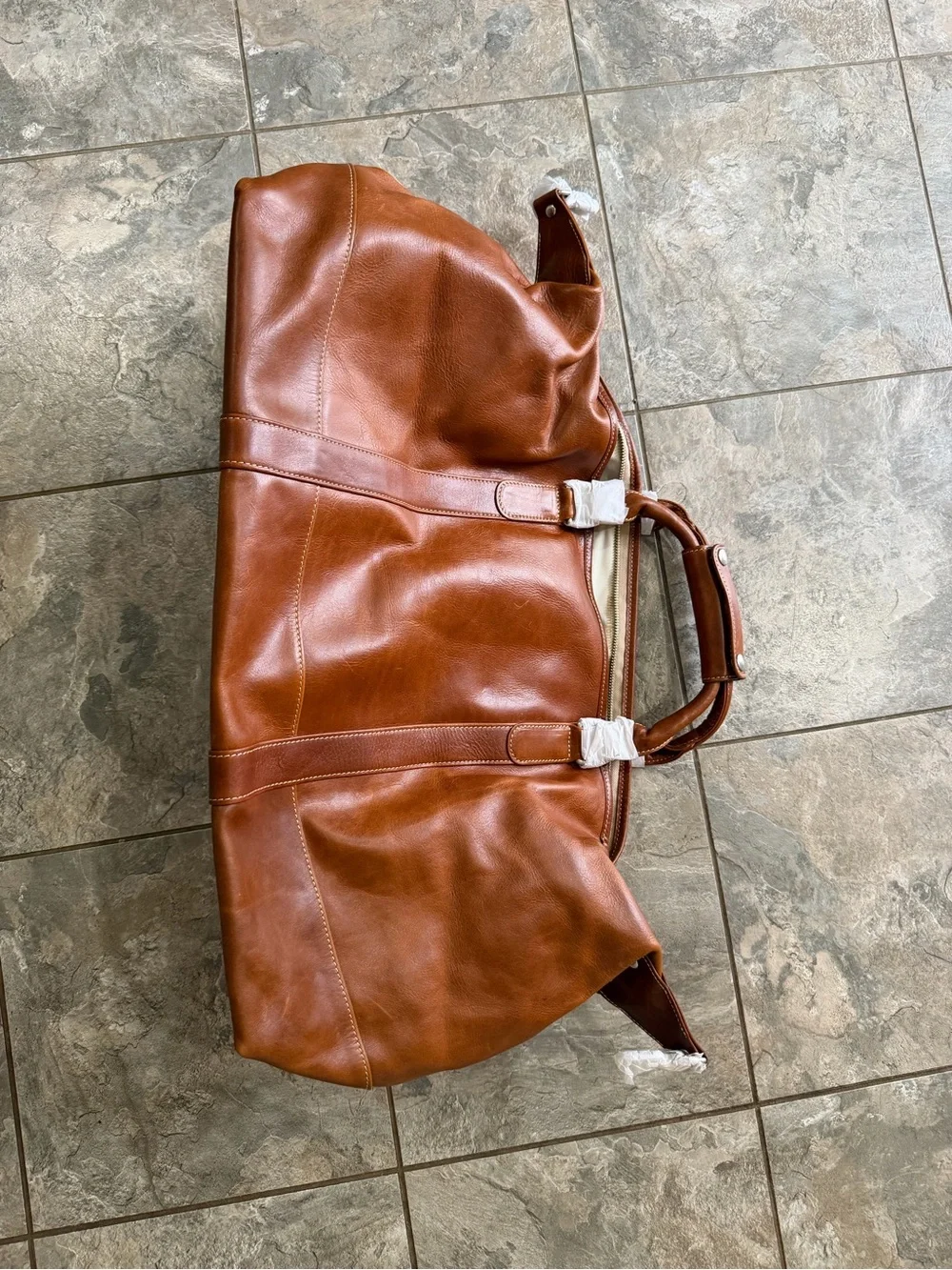BARRINGTON BROWN LEATHER DUFFLE BAG/CARRY ON CAPTAIN ED Solid Beautiful New